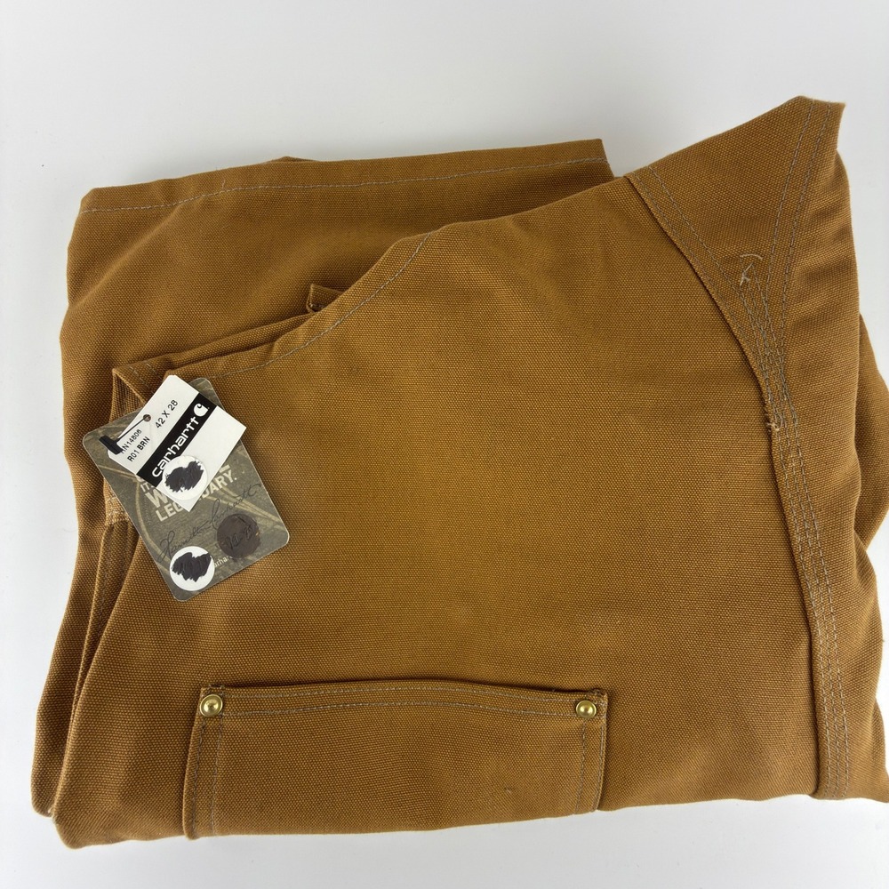 Carhartt Double Knees Duck Bibs Overalls Mens 42x28 R01 BRN Brown NWT NOS